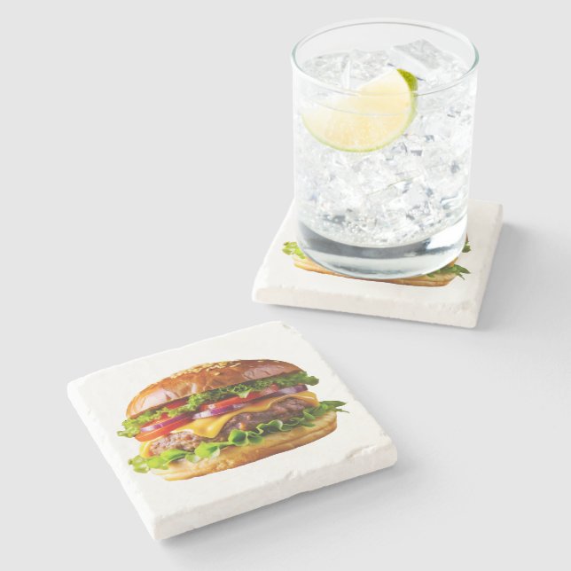 SlipperyJoe's mouthwatering cheeseburger crispy ba Stone Coaster (Side)