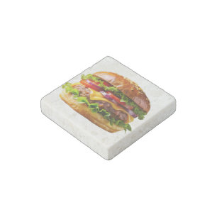 SlipperyJoe's mouthwatering cheeseburger crispy ba Stone Magnet