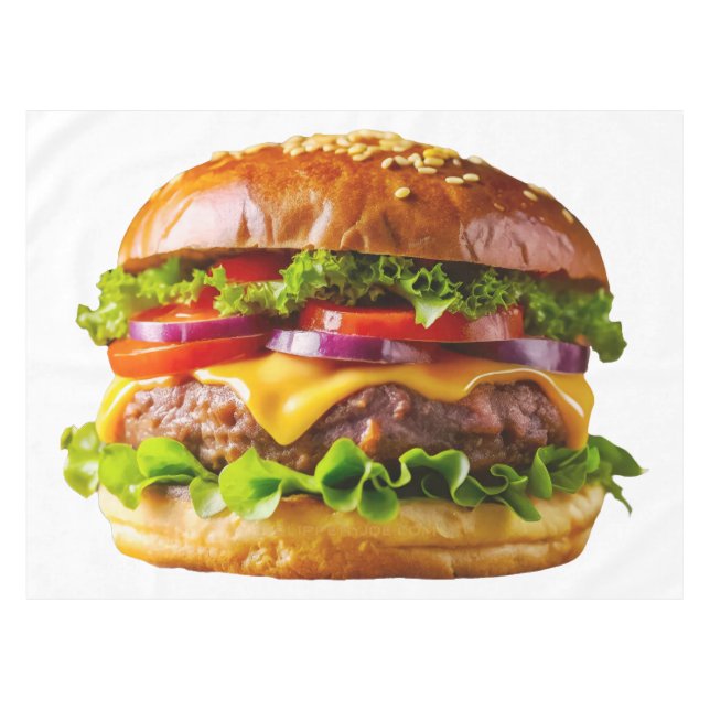 SlipperyJoe's mouthwatering cheeseburger crispy ba Tablecloth (Front (Horizontal))