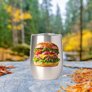 SlipperyJoe's mouthwatering cheeseburger crispy ba Thermal Wine Tumbler