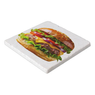 SlipperyJoe's mouthwatering cheeseburger crispy ba Trivet