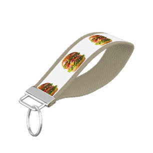 SlipperyJoe's mouthwatering cheeseburger crispy ba Wrist Keychain