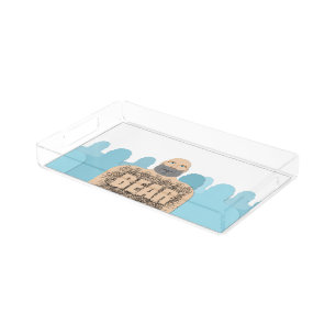 SlipperyJoe's muscular bald bear man stylized cart Acrylic Tray