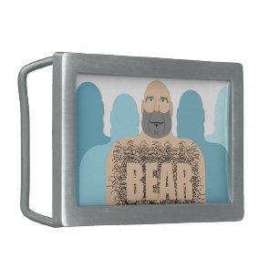 SlipperyJoe's muscular bald bear man stylized cart Belt Buckle
