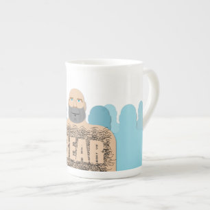 SlipperyJoe's muscular bald bear man stylized cart Bone China Mug