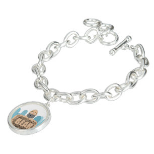 SlipperyJoe's muscular bald bear man stylized cart Bracelet