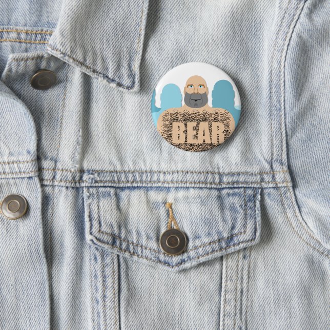 SlipperyJoe's muscular bald bear man stylized cart Button (In Situ)