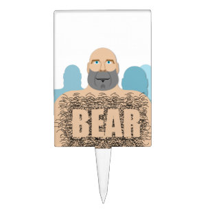 SlipperyJoe's muscular bald bear man stylized cart Cake Topper