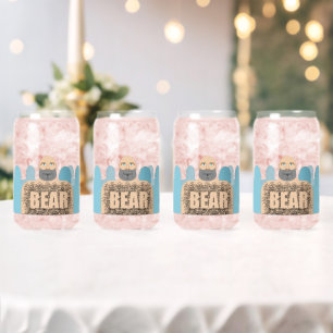 SlipperyJoe's muscular bald bear man stylized cart Can Glass
