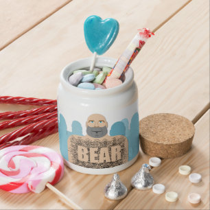 SlipperyJoe's muscular bald bear man stylized cart Candy Jar