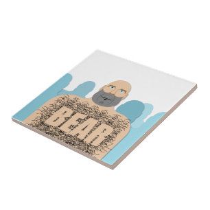 SlipperyJoe's muscular bald bear man stylized cart Ceramic Tile
