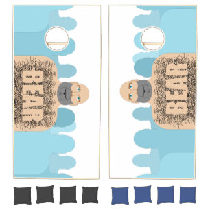SlipperyJoe's muscular bald bear man stylized cart Cornhole Set