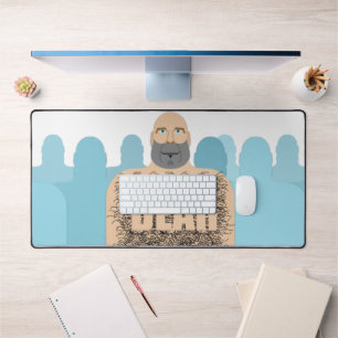 SlipperyJoe's muscular bald bear man stylized cart Desk Mat