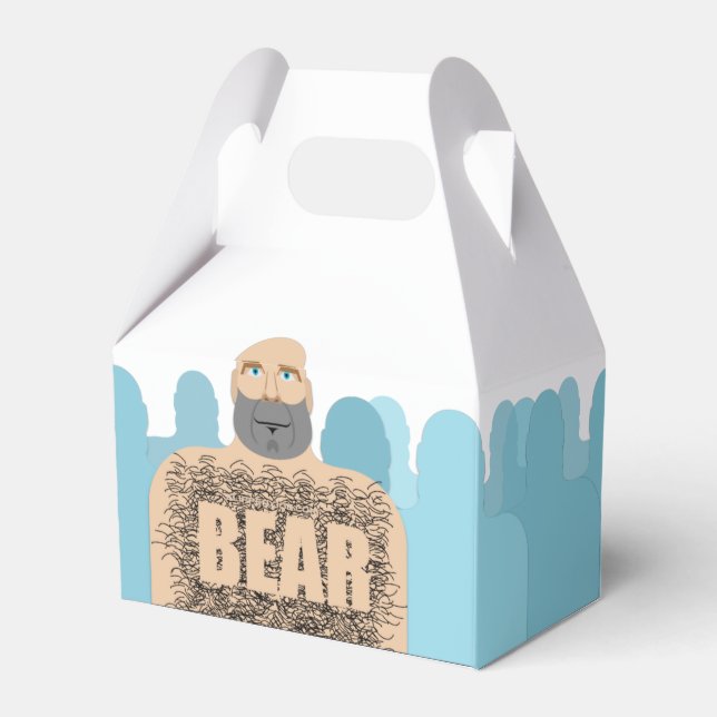 SlipperyJoe's muscular bald bear man stylized cart Favor Boxes (Back Side)