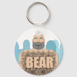 SlipperyJoe's muscular bald bear man stylized cart Keychain