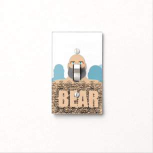 SlipperyJoe's muscular bald bear man stylized cart Light Switch Cover
