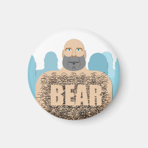 SlipperyJoe's muscular bald bear man stylized cart Magnet