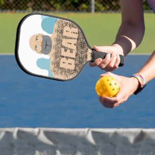 SlipperyJoe's muscular bald bear man stylized cart Pickleball Paddle