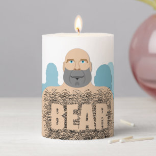 SlipperyJoe's muscular bald bear man stylized cart Pillar Candle