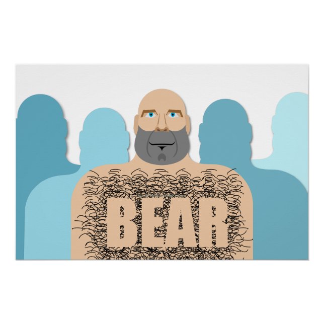 SlipperyJoe's muscular bald bear man stylized cart Poster (Front)