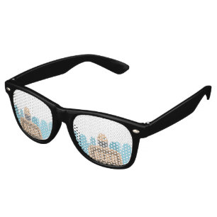 SlipperyJoe's muscular bald bear man stylized cart Retro Sunglasses