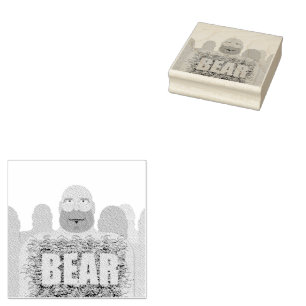 SlipperyJoe's muscular bald bear man stylized cart Rubber Stamp