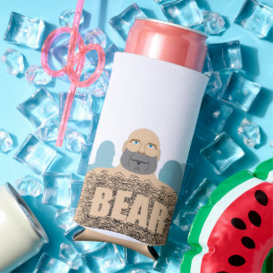 SlipperyJoe's muscular bald bear man stylized cart Seltzer Can Cooler