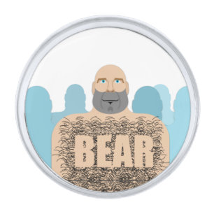 SlipperyJoe's muscular bald bear man stylized cart Silver Finish Lapel Pin