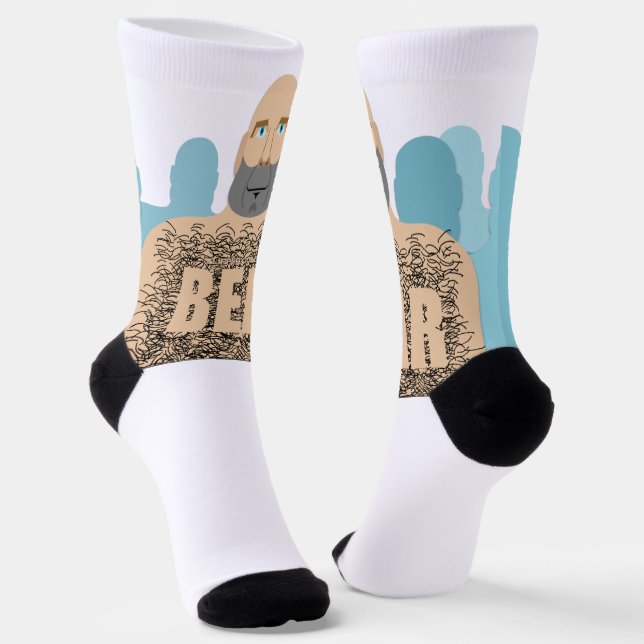SlipperyJoe's muscular bald bear man stylized cart Socks (Angled)