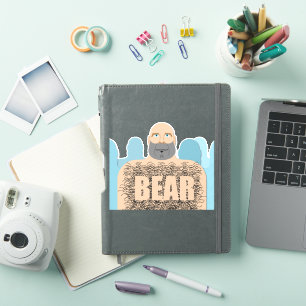 SlipperyJoe's muscular bald bear man stylized cart Sticker