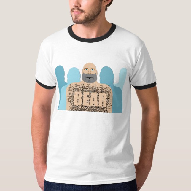SlipperyJoe's muscular bald bear man stylized cart T-Shirt (Front)