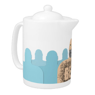 SlipperyJoe's muscular bald bear man stylized cart Teapot