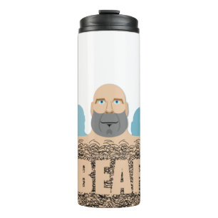 SlipperyJoe's muscular bald bear man stylized cart Thermal Tumbler