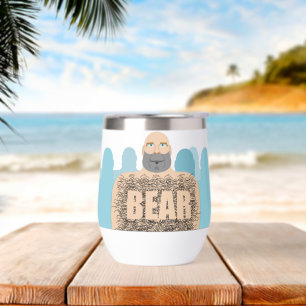SlipperyJoe's muscular bald bear man stylized cart Thermal Wine Tumbler