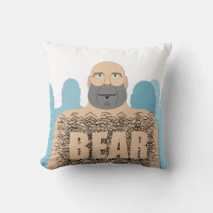 SlipperyJoe's muscular bald bear man stylized cart Throw Pillow