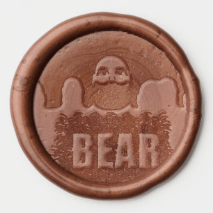 SlipperyJoe's muscular bald bear man stylized cart Wax Seal Sticker