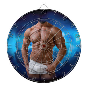 SlipperyJoe's muscular bearded man shirtless sixpa Dart Board