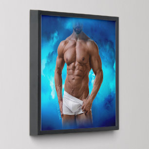 SlipperyJoe's muscular bearded man shirtless sixpa Peel And Stick Photo Tile