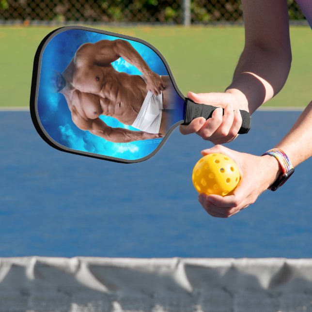 SlipperyJoe's muscular bearded man shirtless sixpa Pickleball Paddle (Insitu)