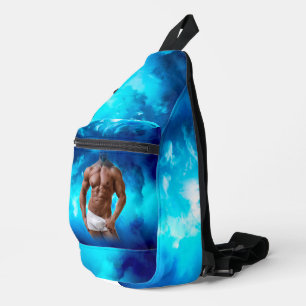 SlipperyJoe's muscular bearded man shirtless sixpa Sling Bag