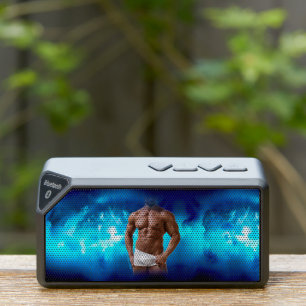 SlipperyJoe's muscular bearded man white underwear Bluetooth Speaker