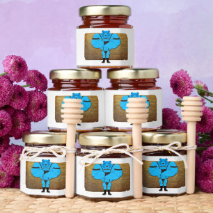 SlipperyJoe's muscular blue bear cartoon style ill Honey Jar Favors