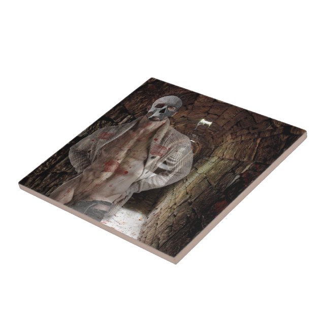 SlipperyJoe's muscular ghost stone dimly lit tunne Ceramic Tile (Side)