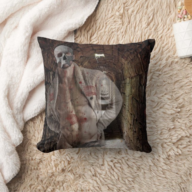 SlipperyJoe's muscular ghost stone dimly lit tunne Throw Pillow (Blanket)