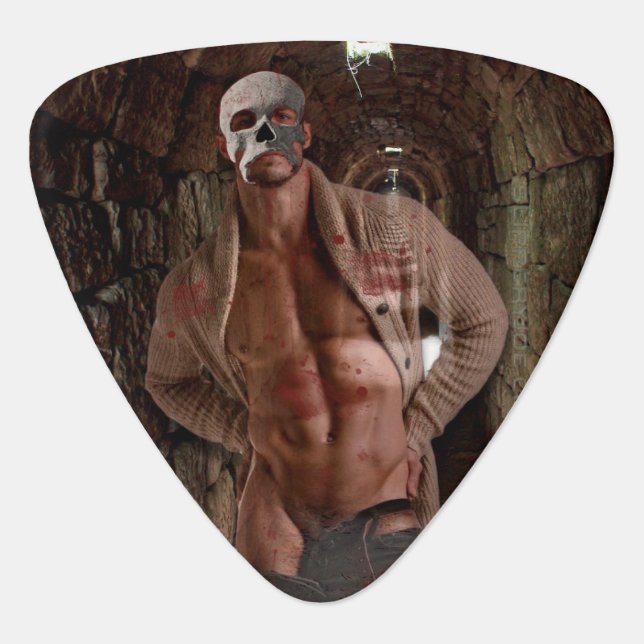 SlipperyJoe's muscular ghost stone tunnel Hallowee Guitar Pick (Front)