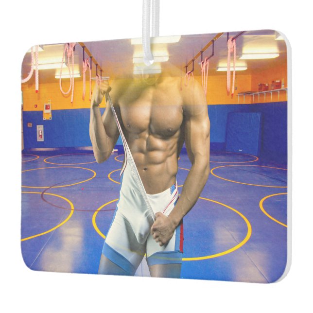 SlipperyJoe's muscular man bulge six-pack gym trai Air Freshener (Left)