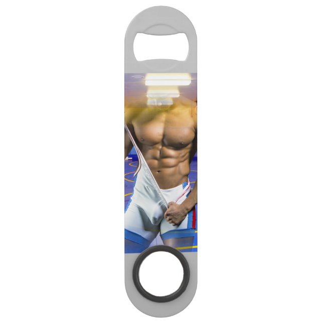 SlipperyJoe's muscular man bulge six-pack gym trai Bar Key (Front)