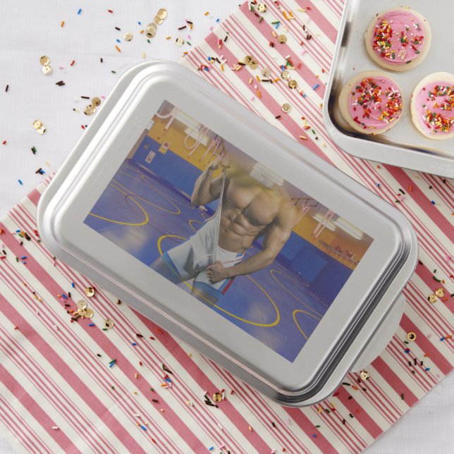 SlipperyJoe's muscular man bulge six-pack gym trai Cake Pan (In Situ)
