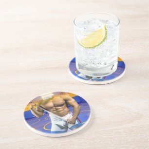 SlipperyJoe's muscular man bulge six-pack gym trai Coaster