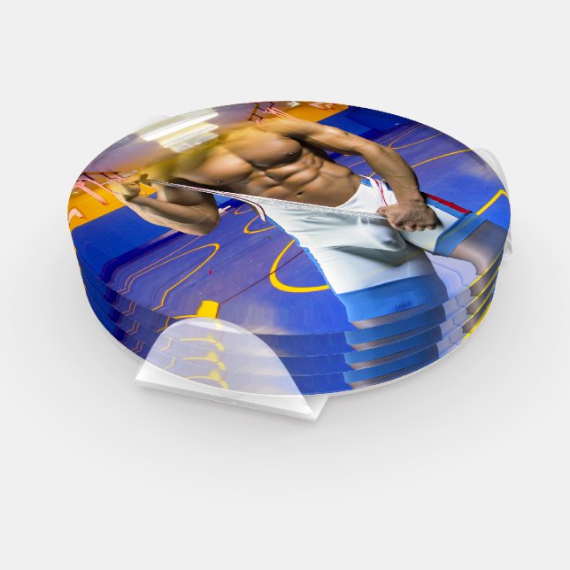 SlipperyJoe's muscular man bulge six-pack gym trai Coaster Set (Set)